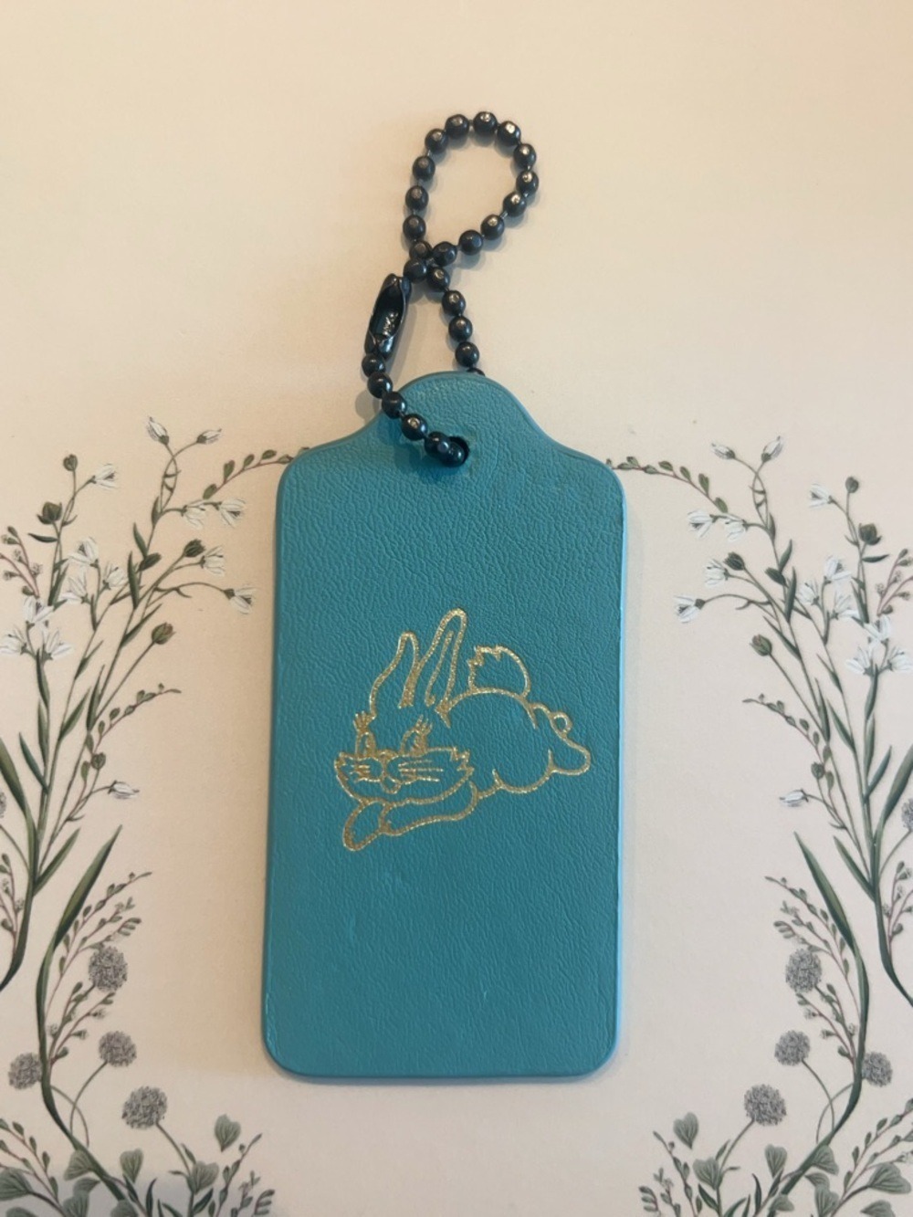 Coach Leather Bag Tag Charm White Rabbit Candy Collection Asia Teal - Price Firm